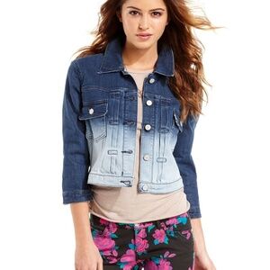NEW Levi’s  Women Stretch crop two tone  dark light ombre  denim jacket M